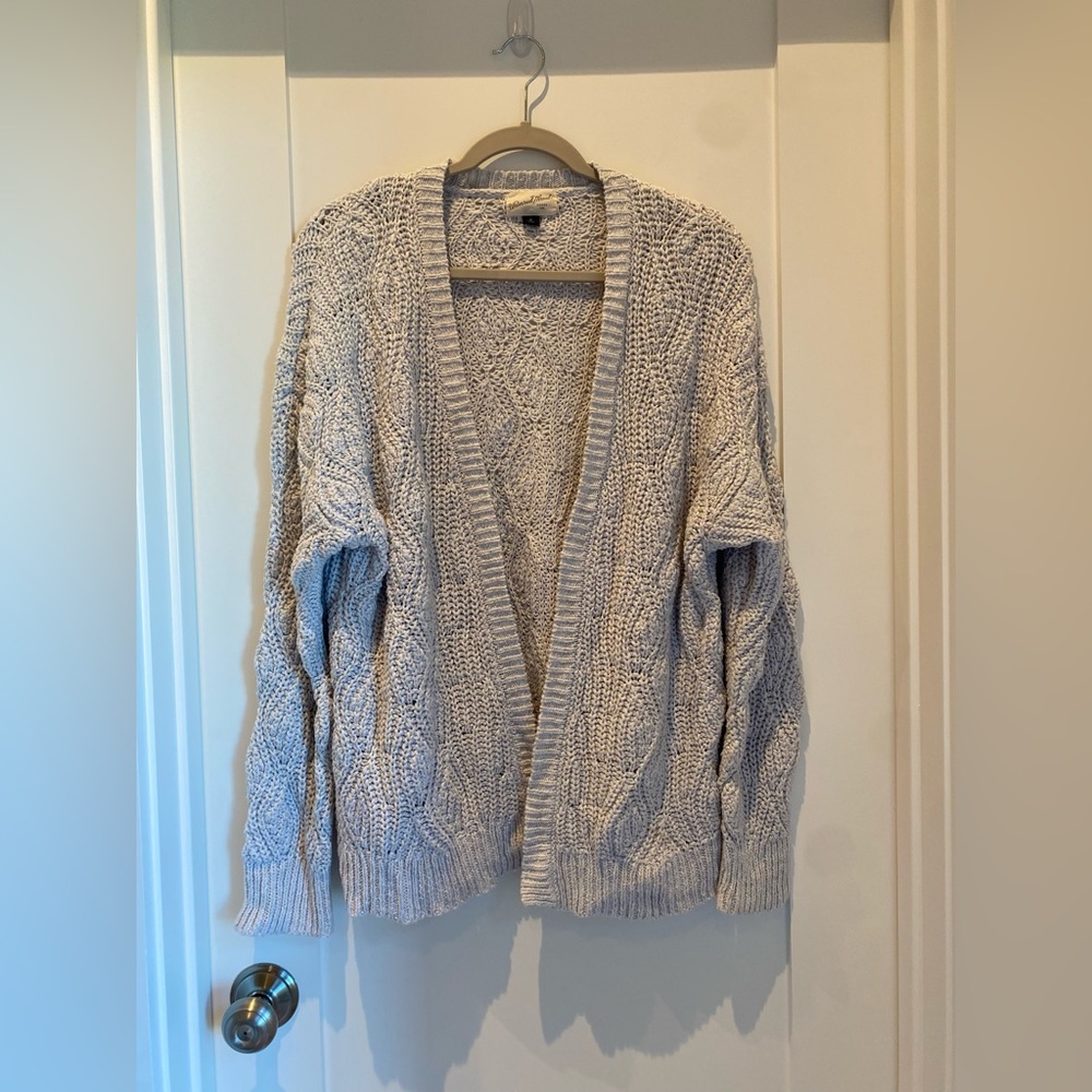 Universal Thread Light Gray Chunky Knit Cardigan - image 1